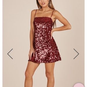 Showpo Wine Sequin Dress